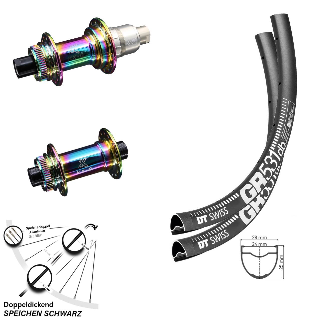 DT Swiss Gr 531 Laufradsatz Centerlock KX-Gravel Oilslick Sram XDR Steckachse 12-fach
