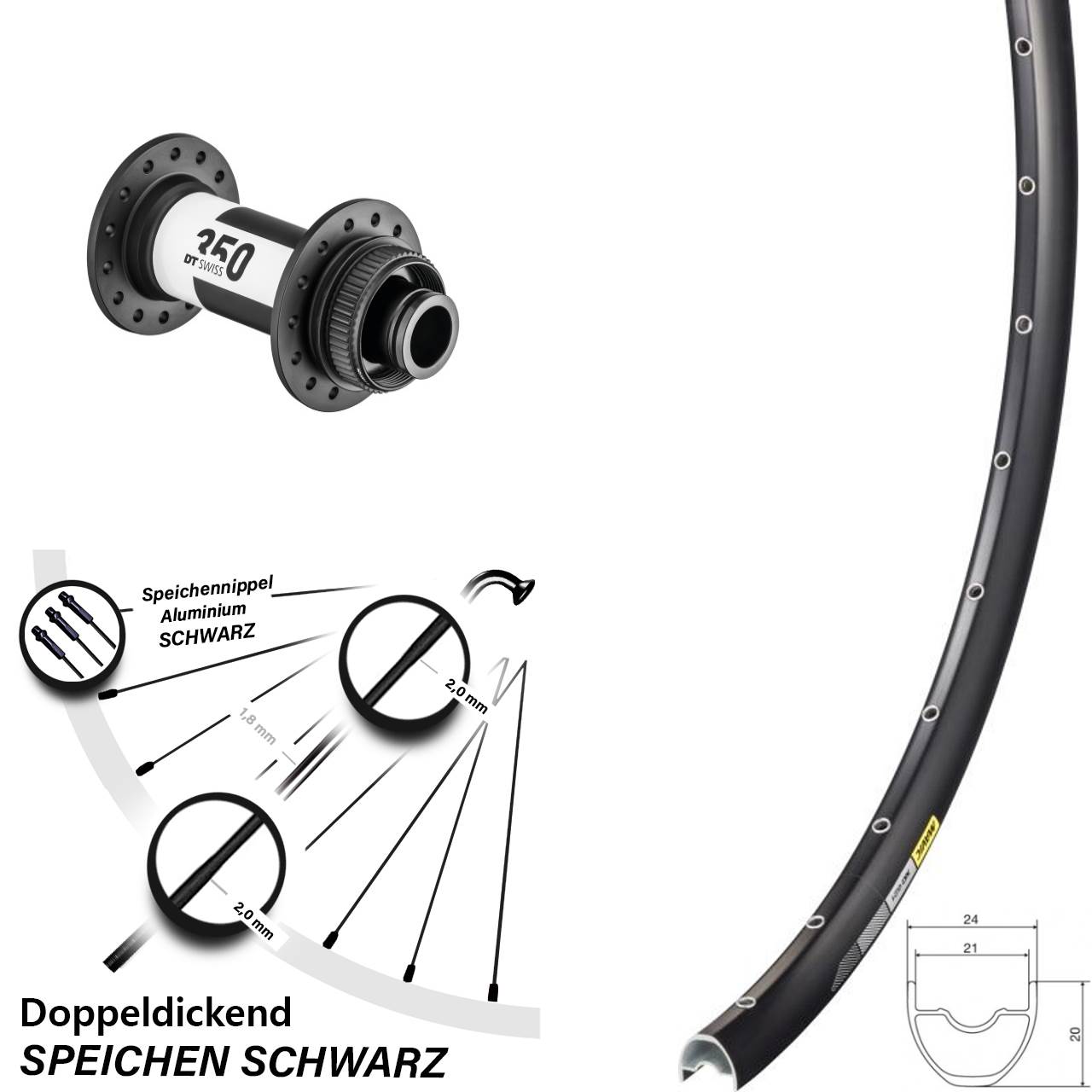 Vorderrad Centerlock 15x100 28 Zoll Mavic XC621 DT Swiss 350