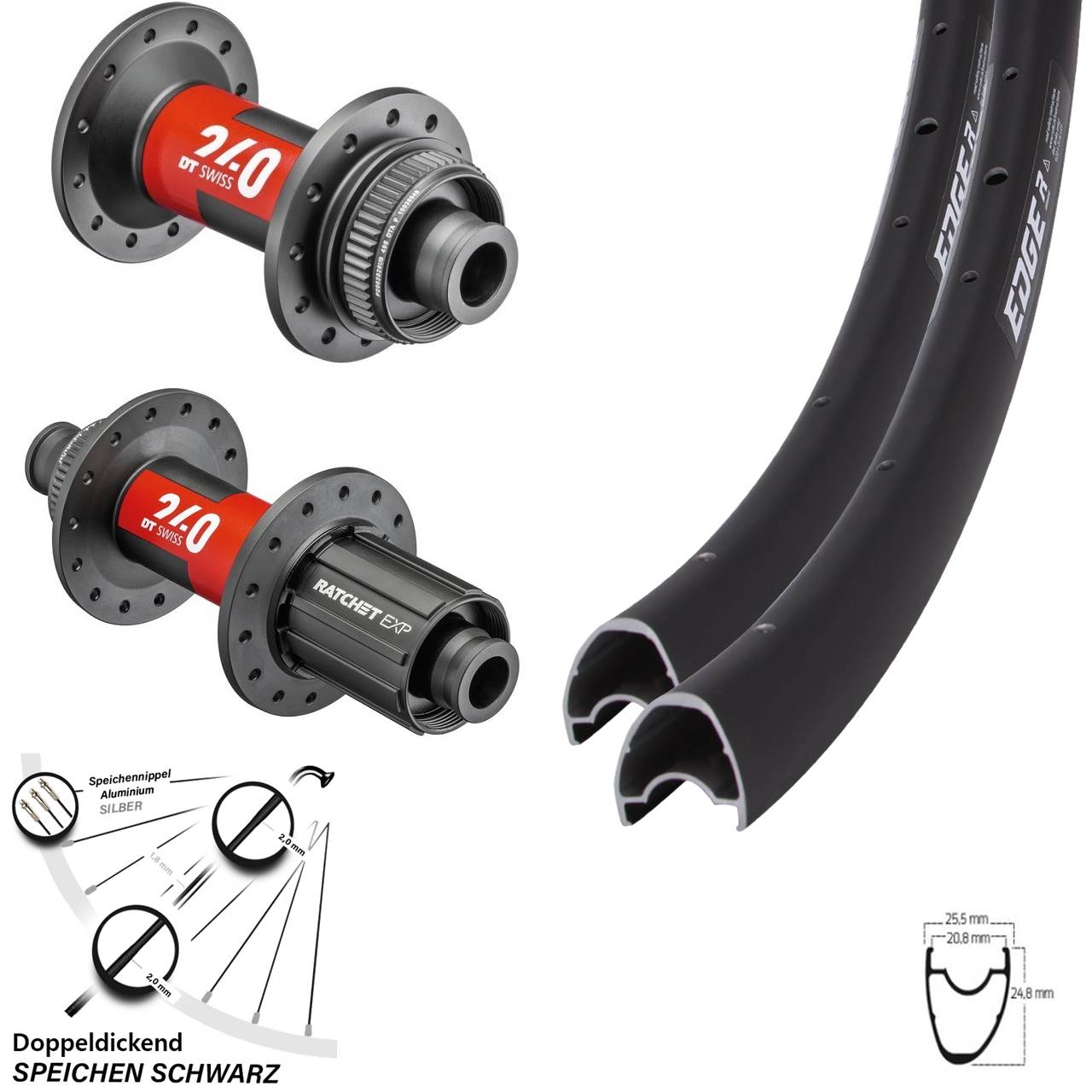 Ryde Edge R25 Offset DT Swiss 240 EXP-Road 28 Zoll Laufradsatz 12x100/142 11-12 fach