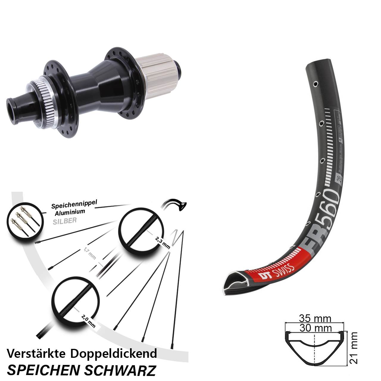 Centerlock Hinterrad 12x142 26 Zoll DT Swiss FR560 Novatec CL142 8-12 fach HG
