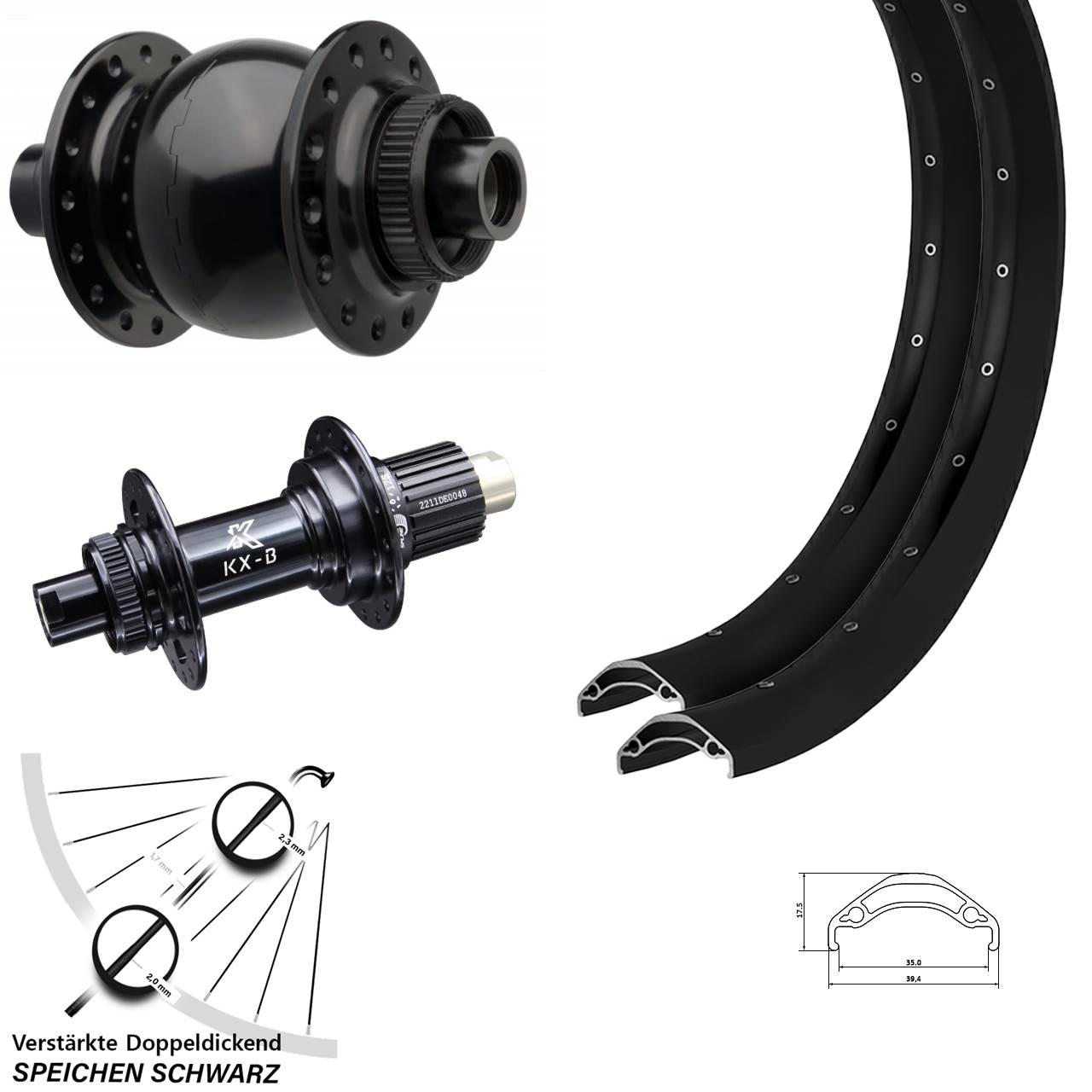 Boost Laufradsatz Disc 15x110 12x148 29 Zoll Ryde Disc 35 KX-B SON 28 Micro Spline