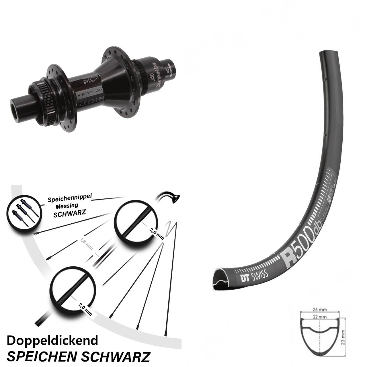 Centerlock Hinterrad 29 Zoll DT Swiss R 500-370 XD 12x142