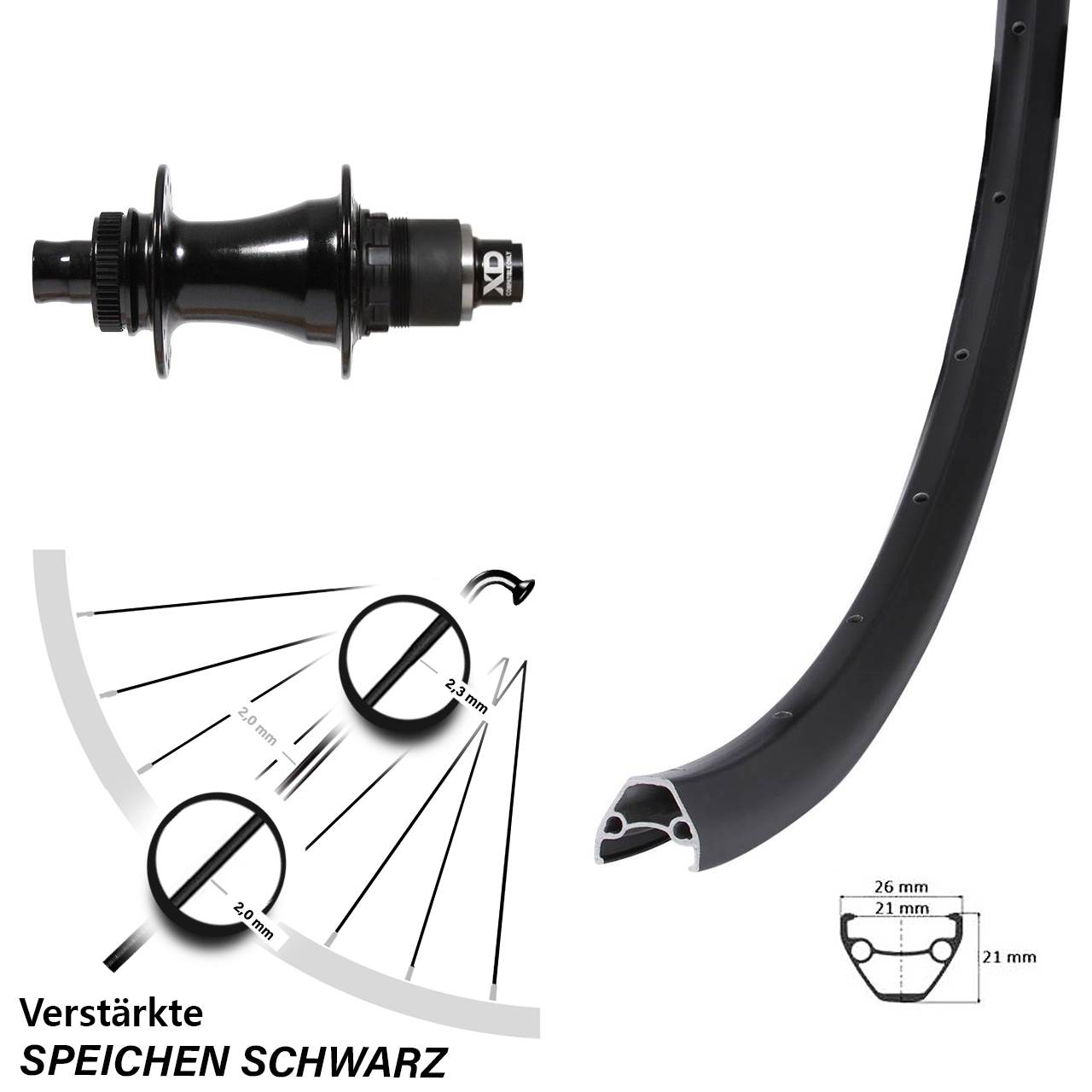 Hinterrad 28 Zoll Giant Formula 12x142 Centerlock XD schwarz