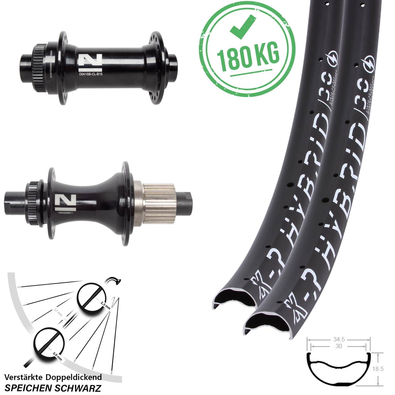 29 Zoll KX-R Hybrid 30 Novatec D041 D462SB Disc Laufradsatz Boost Micro Spline