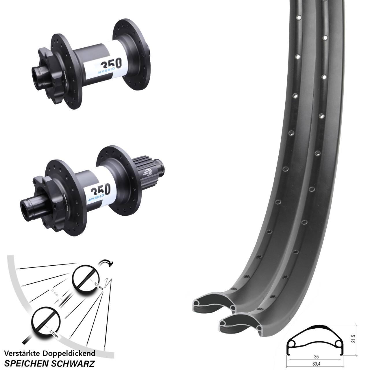 Boost Disc Laufradsatz 15x110 12x148 29 Zoll Ambrosio E35 DT Swiss 350 Hybrid Micro Spline