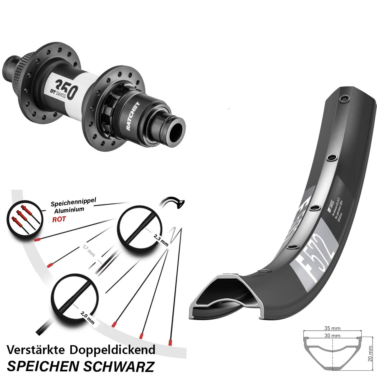 DT Swiss F572-350 650B Centerlock Hinterrad 12x148 Boost SRAM XD
