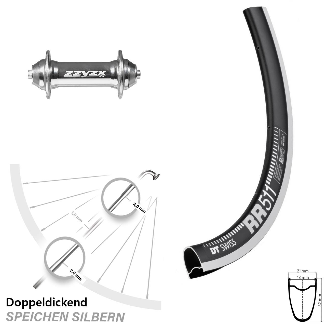 DT Swiss RR 511 Vorderrad 28 Zoll Formula