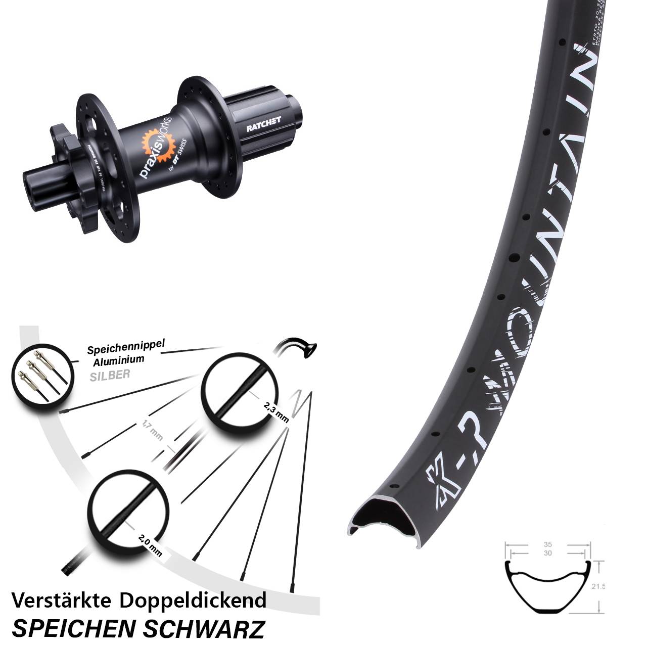 Disc Laufrad 12x142 29 Zoll KX-R Mountain DT Swiss 350 8-11 fach HG