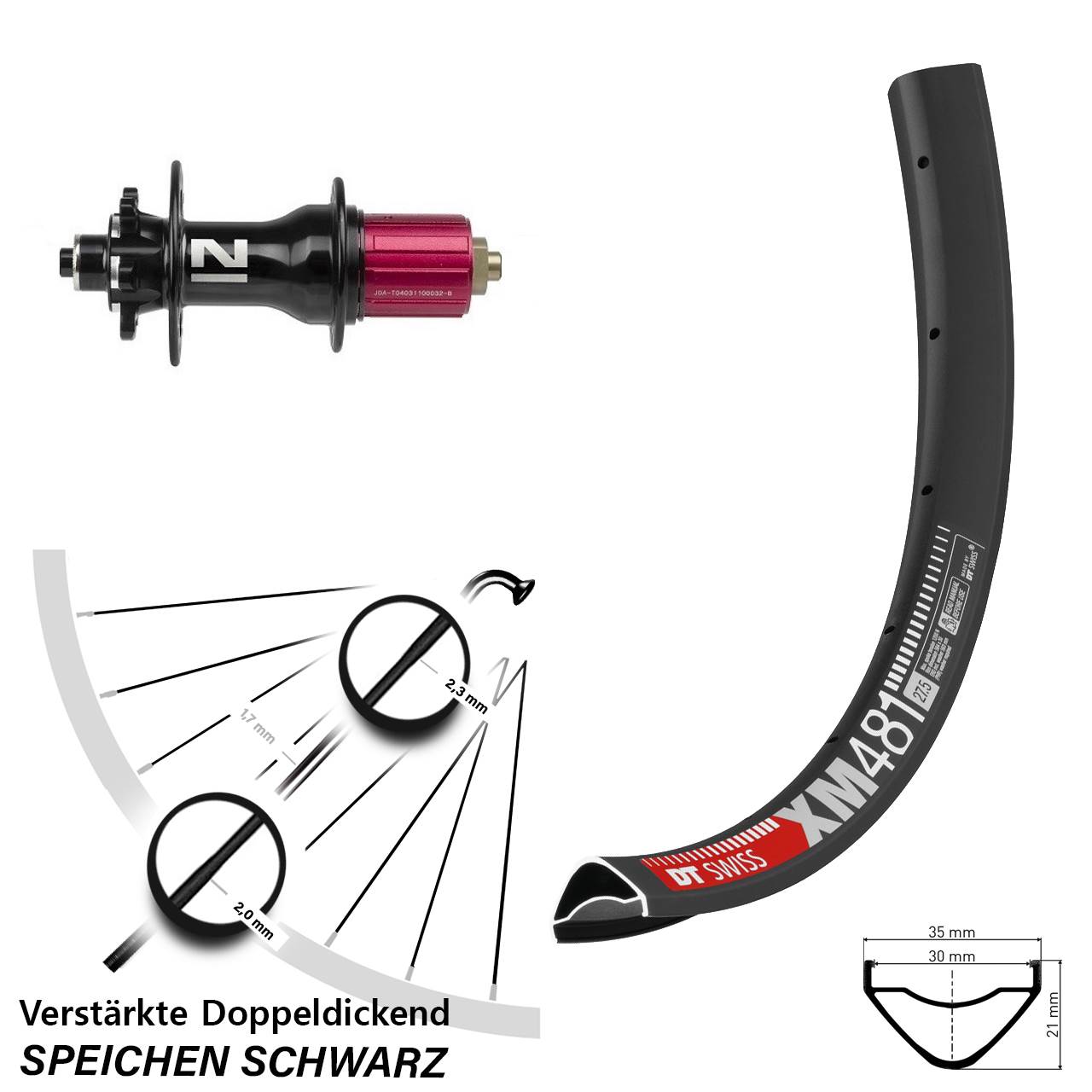 Disc Hinterrad 27,5 Zoll DT Swiss XM481 Novatec D792SB 8-12 fach für Schnellspanner
