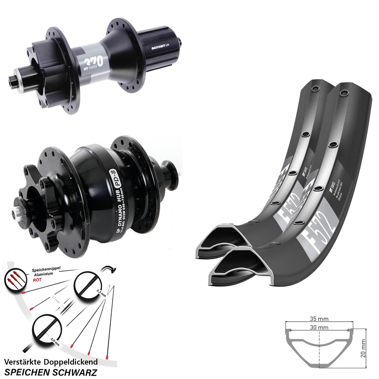 Disc Laufrad-Satz für Schnellspanner 29 Zoll DT Swiss F 572 370 Shutter PD-8 8-11 fach