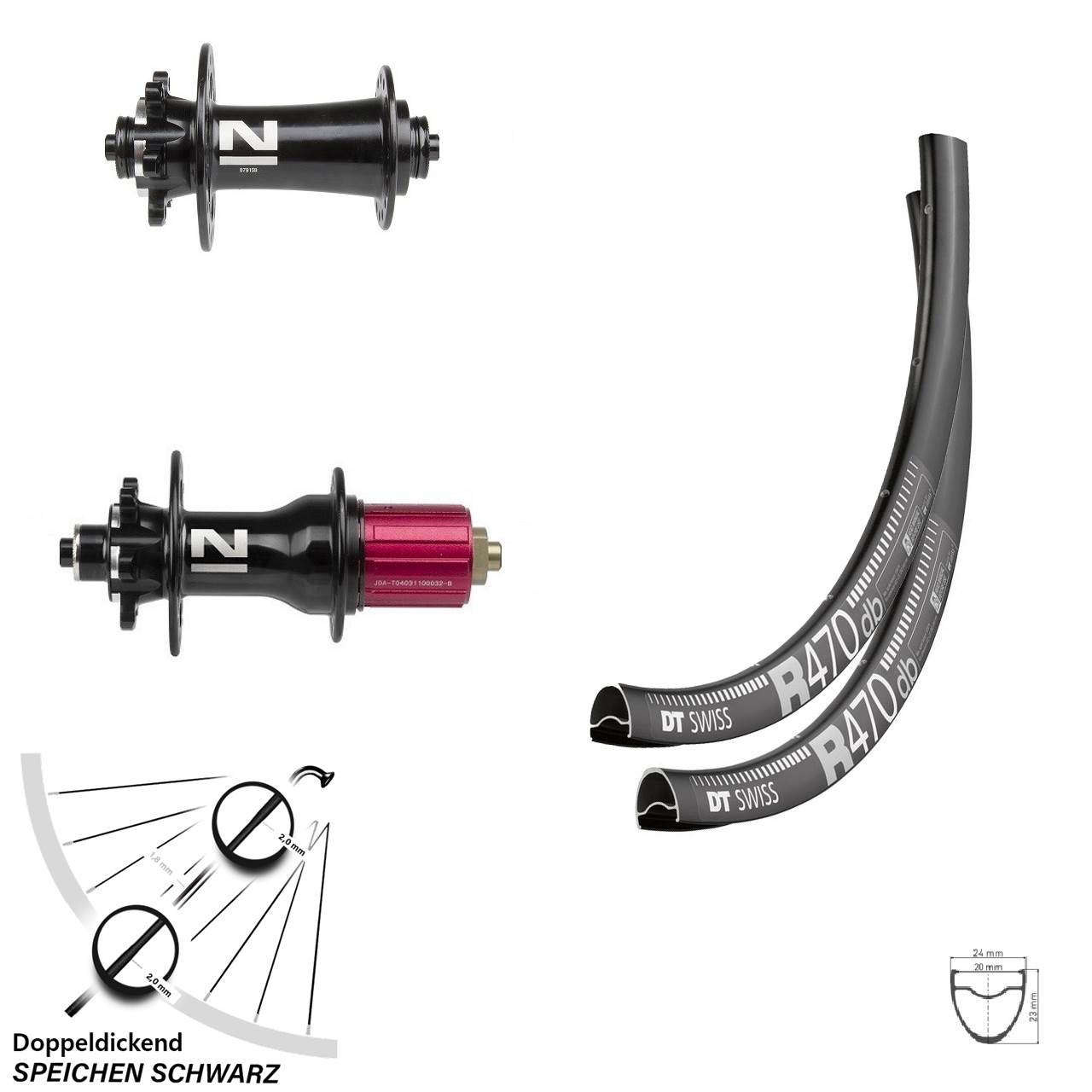 Disc Laufradsatz für Schnellspanner 28 Zoll DT Swiss R470 Novatec D791/792S8 HG 12-fach