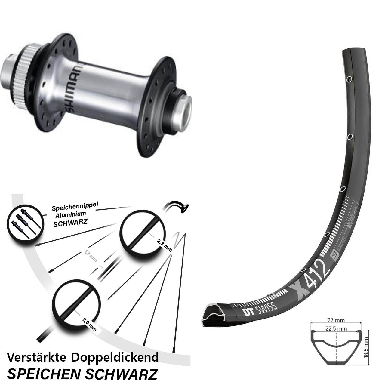 DT Swiss X412 Shimano HB-RS770 29 Zoll Vorderrad Centerlock 12x100