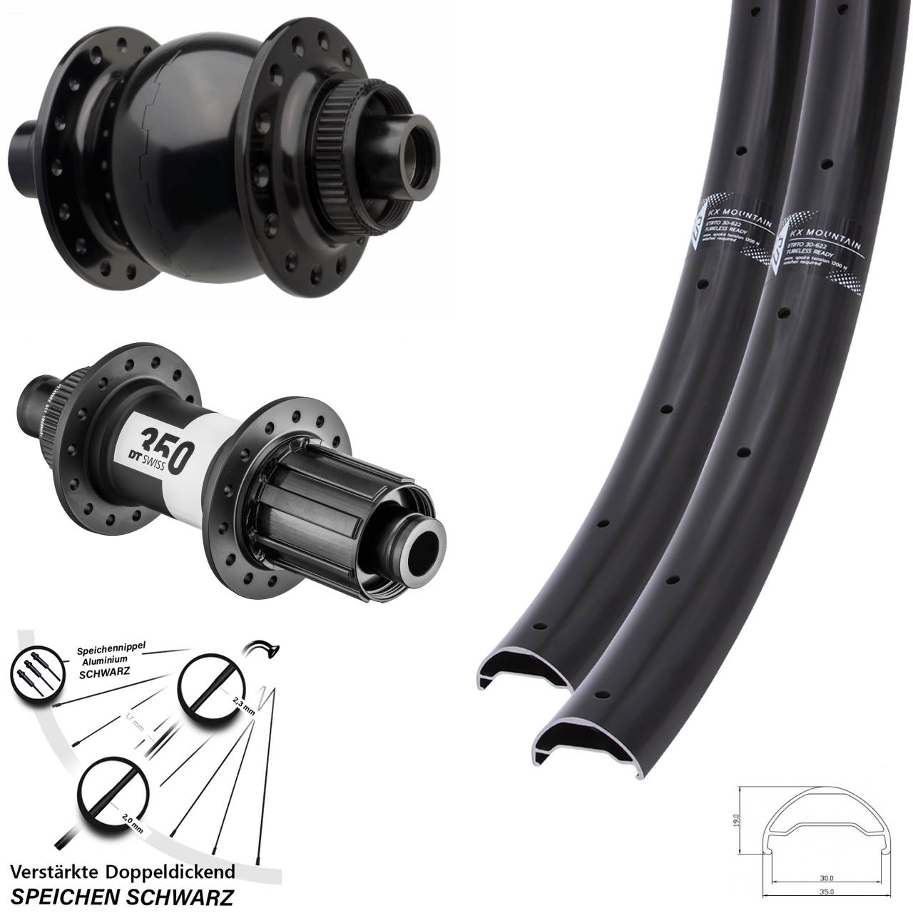 Boost Disc Laufradsatz 15x110 12x148 29 Zoll KX Mountain DT Swiss 350 SON 28 8-11 fach