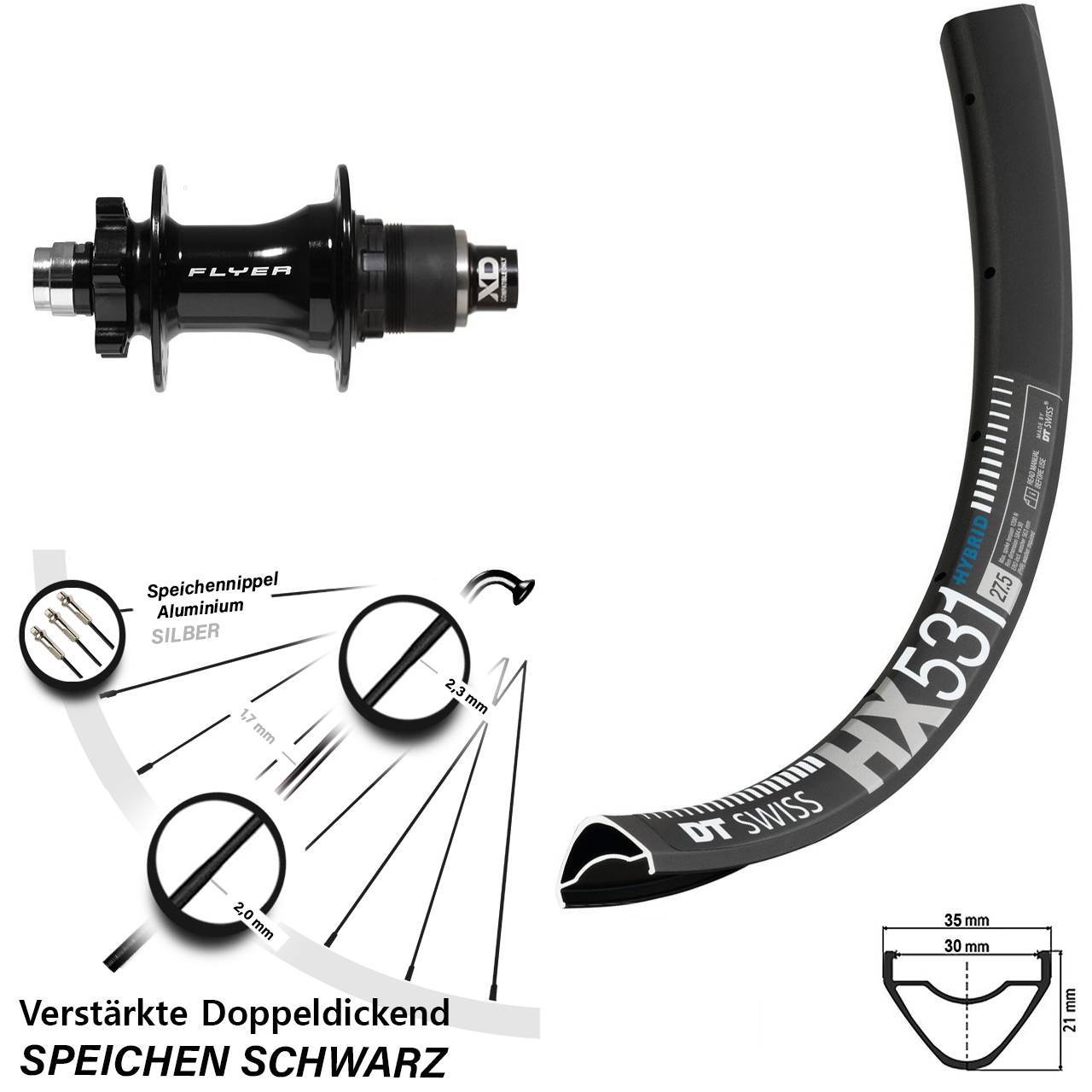 29 Zoll DT Swiss HX 531 Formula DHT142 Disc Hinterrad 12x142 SRAM XD
