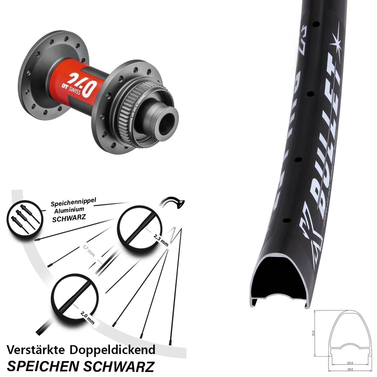 KX Bullet DT Swiss 240 29 Zoll Centerlock Vorderrad 12x100