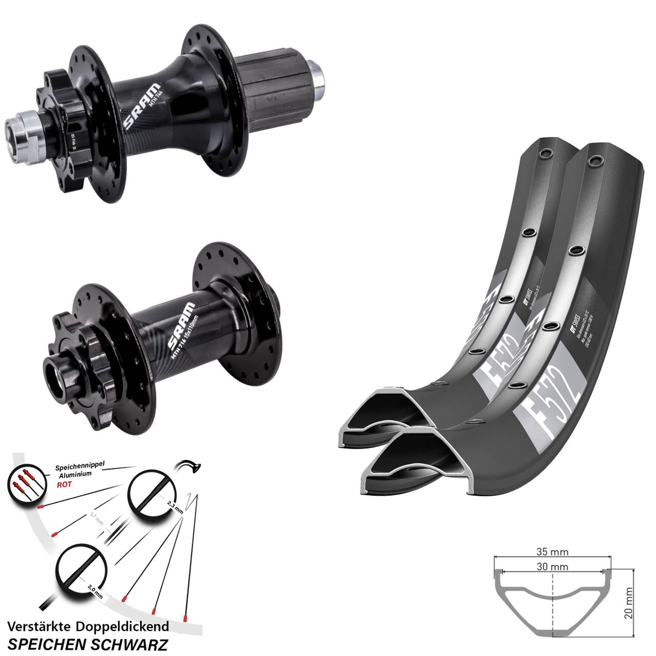 Disc Laufrad-Satz 27,5 Zoll DT Swiss F 572 Sram 716 746 8-11 fach HG 15x110 12x148