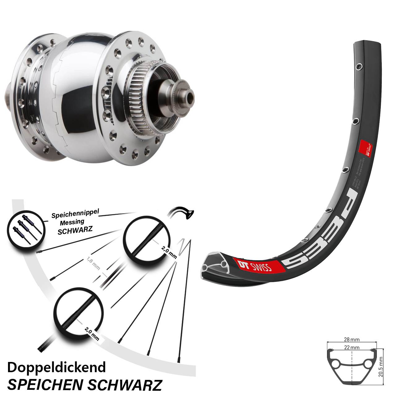 27,5 Zoll Vorderrad DT Swiss 533 Disc SON delux Centerlock Nabendynamo