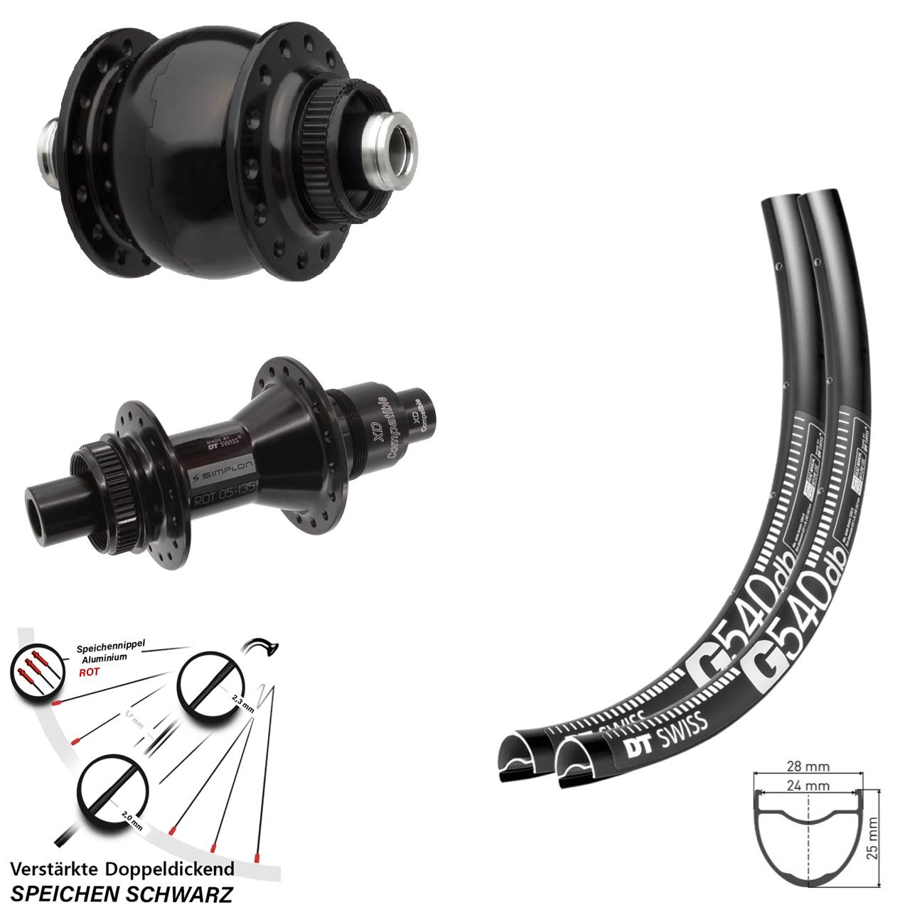 650B DT Swiss G 540-370 SONdelux Disc Laufrad-Satz 12x100/142 XD