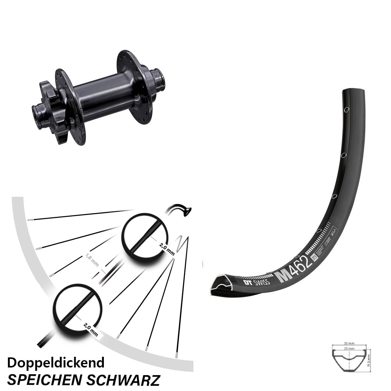 Vorderrad 29 Zoll DT Swiss M 462 Aivee MP2 Boost 6-Loch