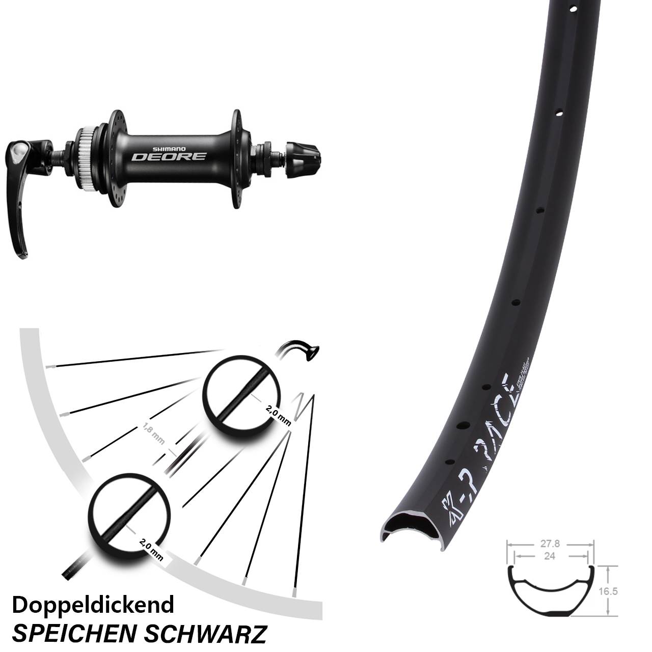 Centerlock Vorderrad für Schnellspanner 28 Zoll KX-R Race Shimano HB-M6000