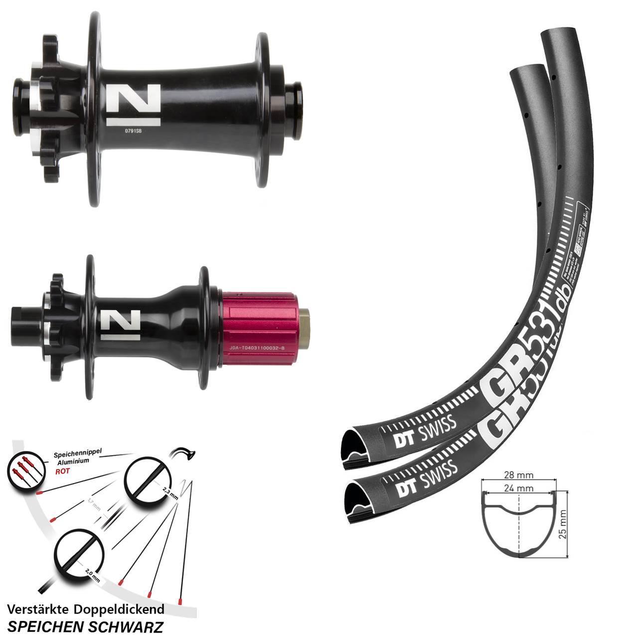 DT Swiss GR531 Novatec D719-D792 Disc 6-Loch 28-29 Zoll Laufrad-Satz 12x100/142 8-12 fach