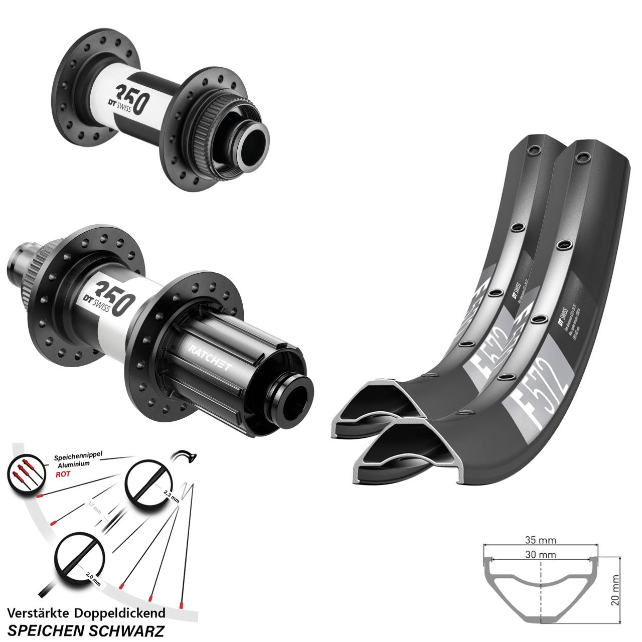 Centerlock Laufradsatz 27,5 Zoll DT Swiss F 572-350 8-11 fach 15x100 12x142