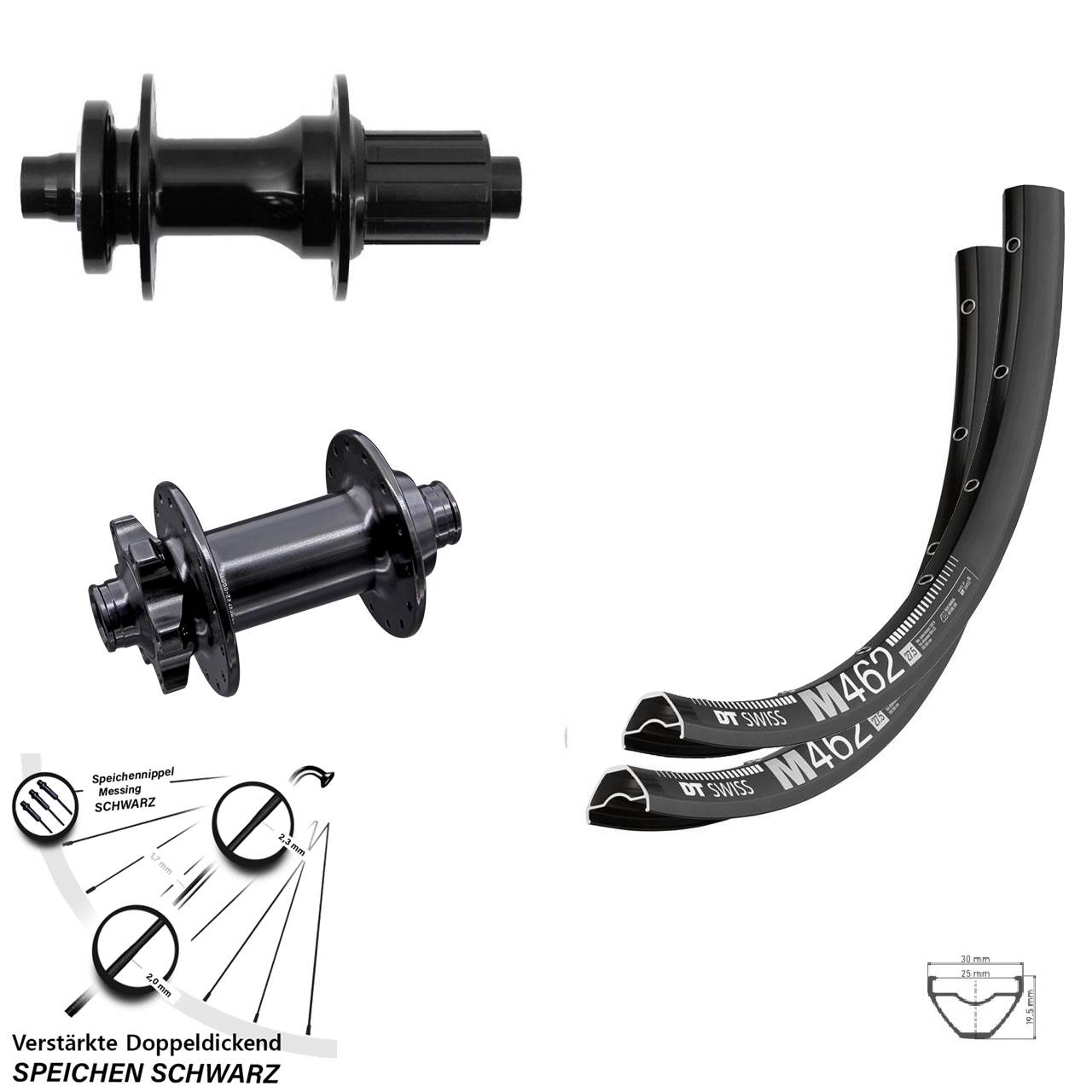 DT Swiss M 462 Aivee Fastace 27,5 Zoll Disc Laufradsatz 15x110 12x148 8-12 fach