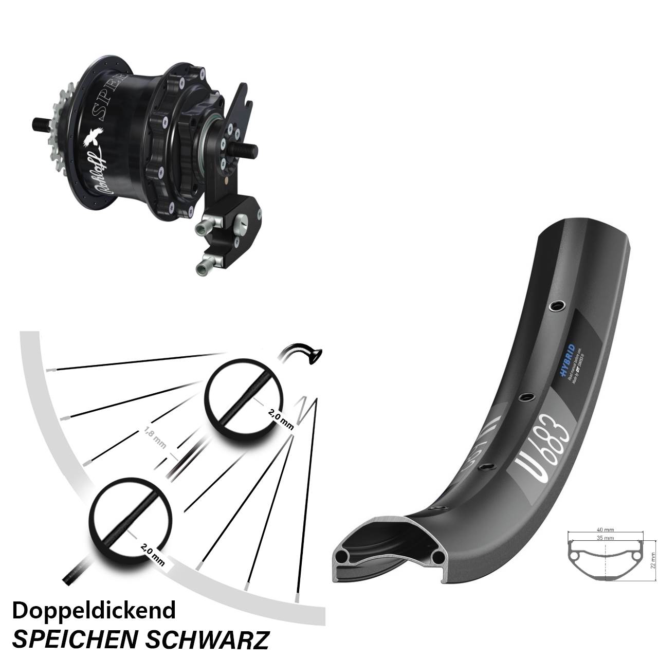 DT Swiss U 683 Rohloff TS DB OEM2 Tandem 27,5 Zoll Disc Hinterrrad
