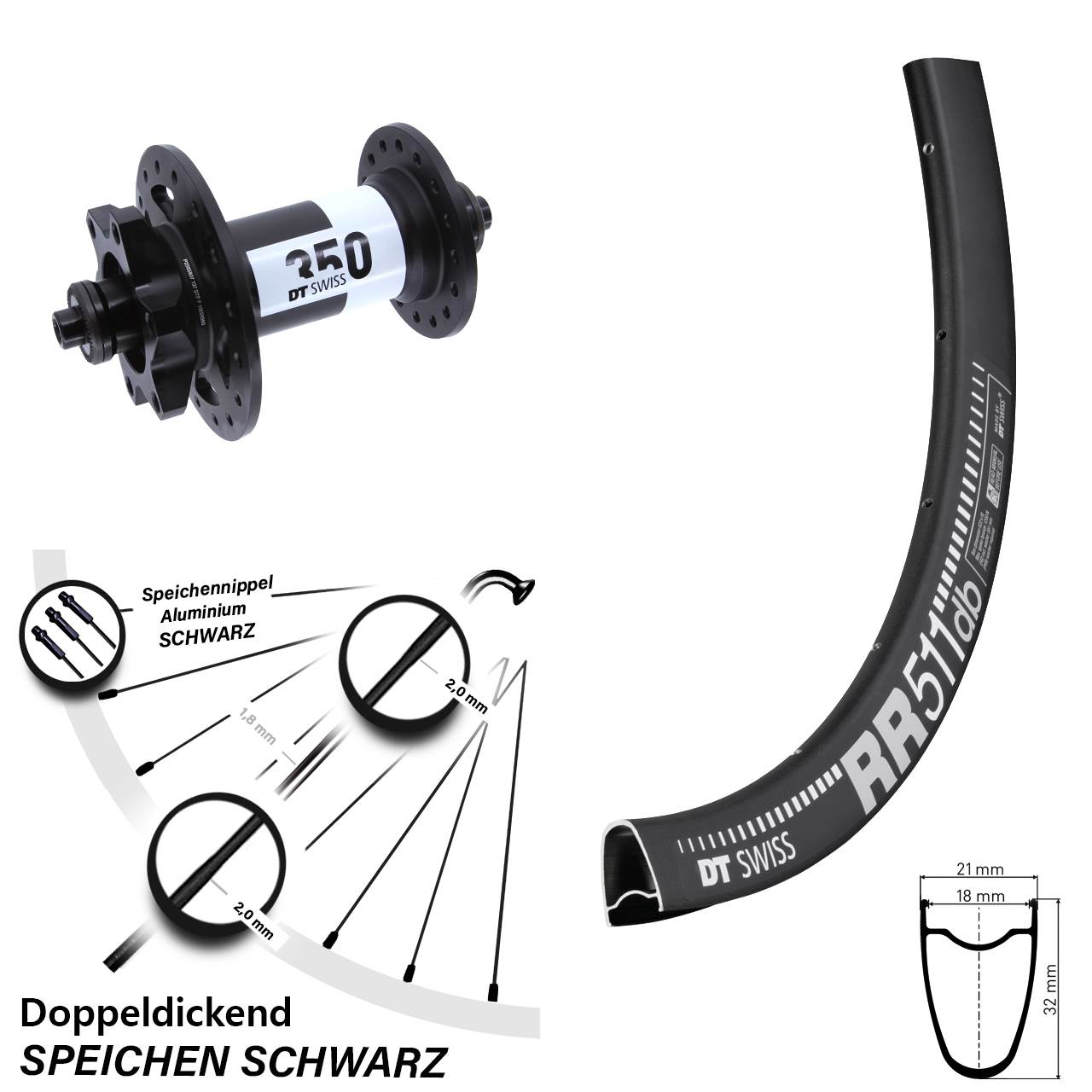 6-Loch Vorderrad QR 28 Zoll DT Swiss RR 511-350