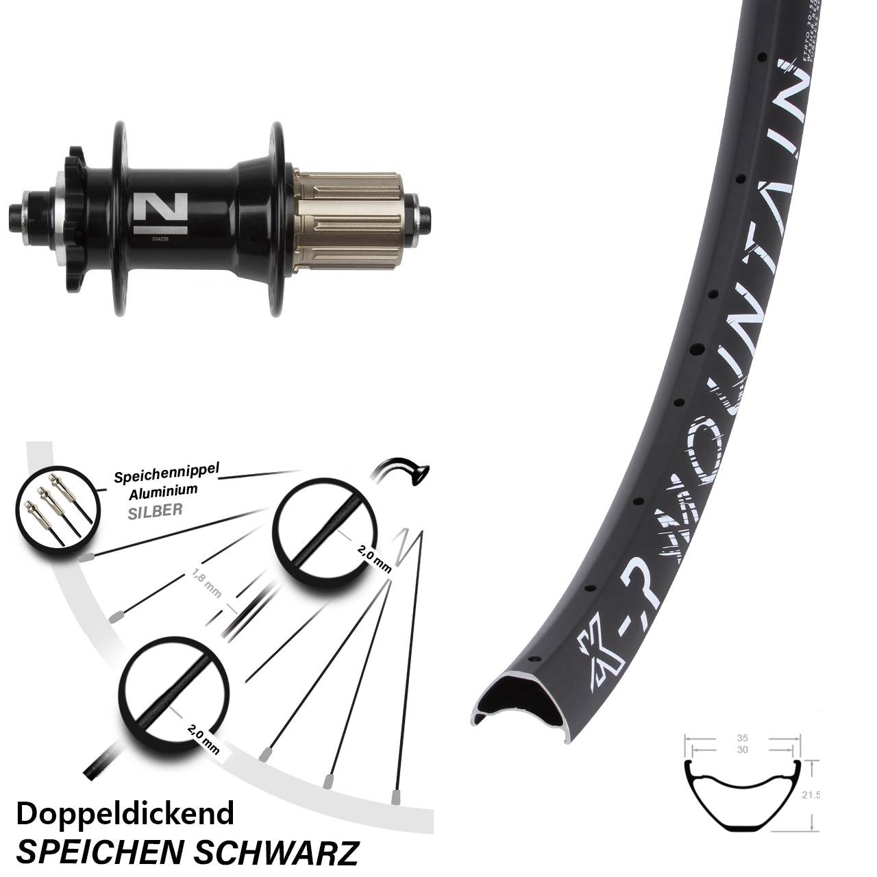 Disc Laufrad QR 29 Zoll KX-R Mountain Novatec D-042SB 8-11 fach
