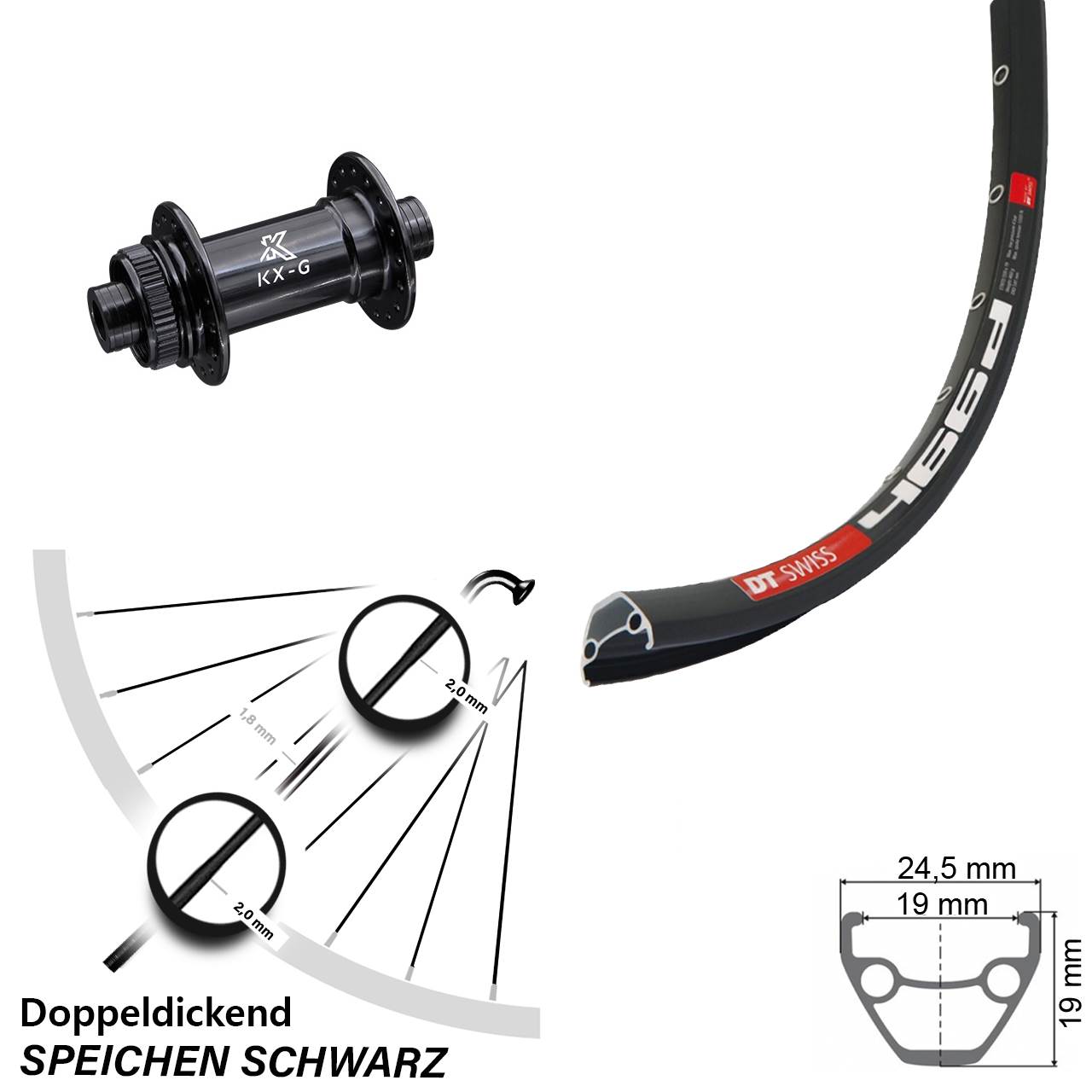 Centerlock Vorderrad 28 Zoll DT Swiss 466d KX-G 15x100