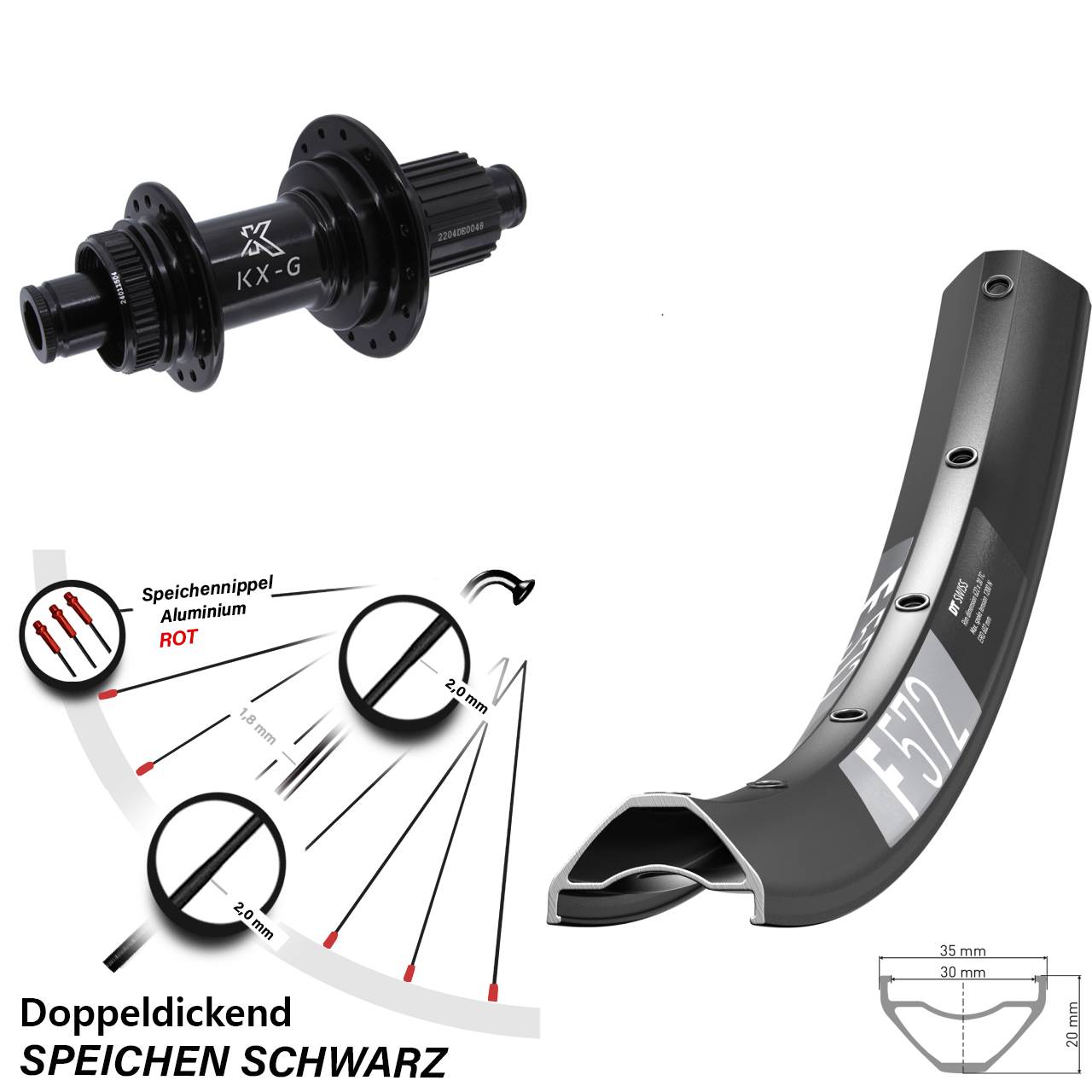 Hinterrad 27,5 Zoll DT Swiss F572 KX-GS Micro Spline 12x142