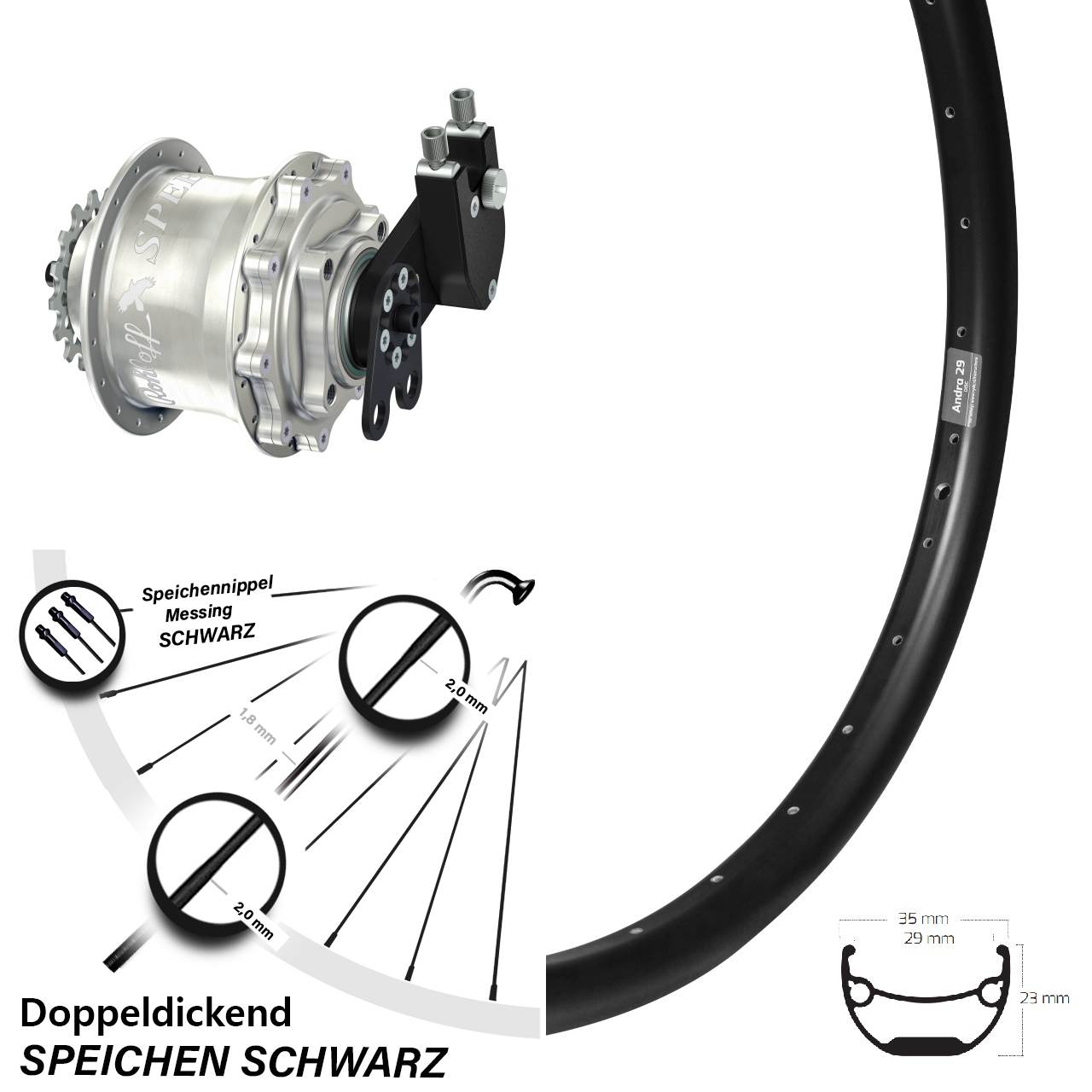 27,5 Zoll Hinterrad Ryde Andra 29 mit Rohloff Speedhub CC DB
