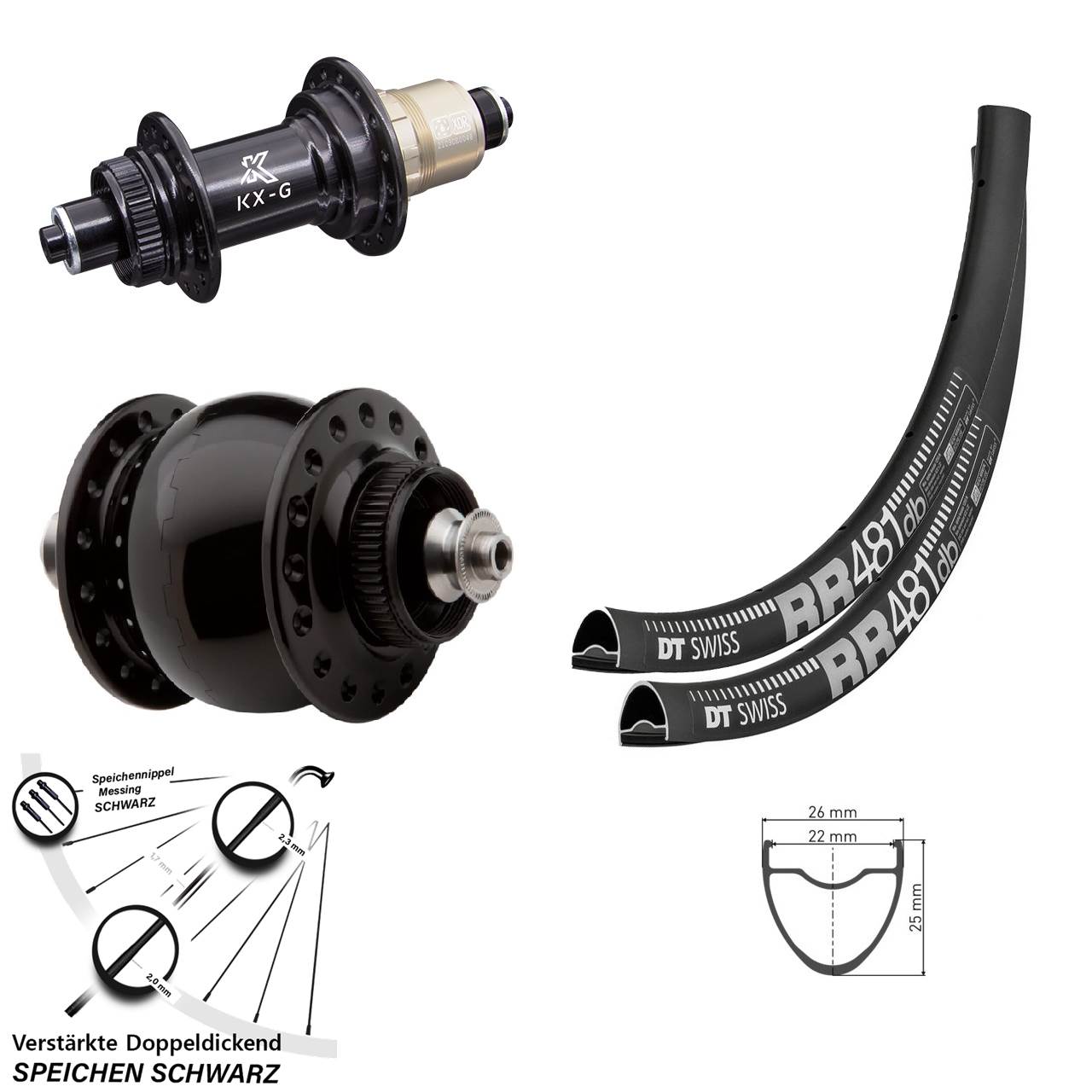 Disc Laufradsatz 28 Zoll DT Swiss RR 481 KX-G SONdelux SRAM XDR QR