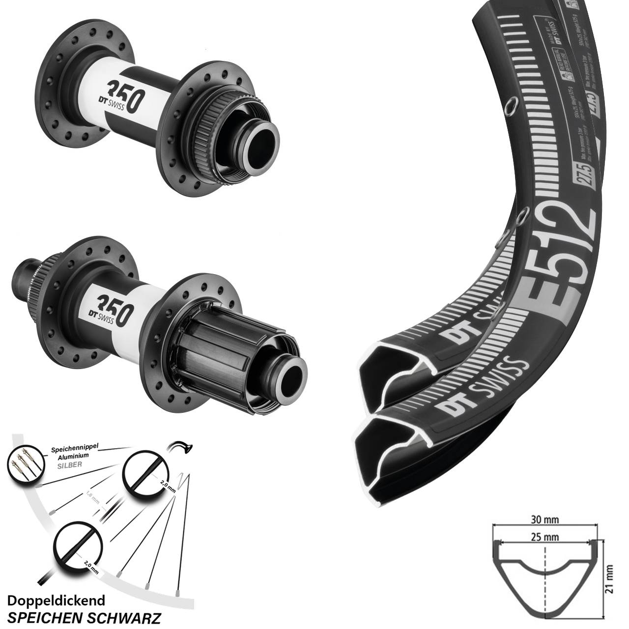 Disc 29 Zoll Laufradsatz E 512 DT Swiss 350 8-11 fach HG 15x110 12x148 Boost