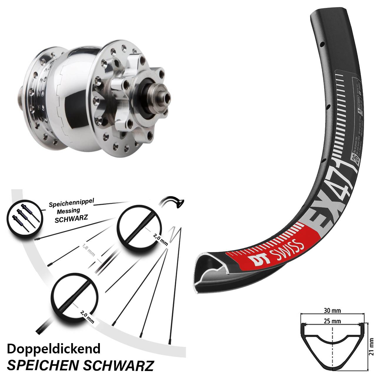 29 Zoll Vorderrad DT Swiss EX 471 Disc Son 28 6-Loch