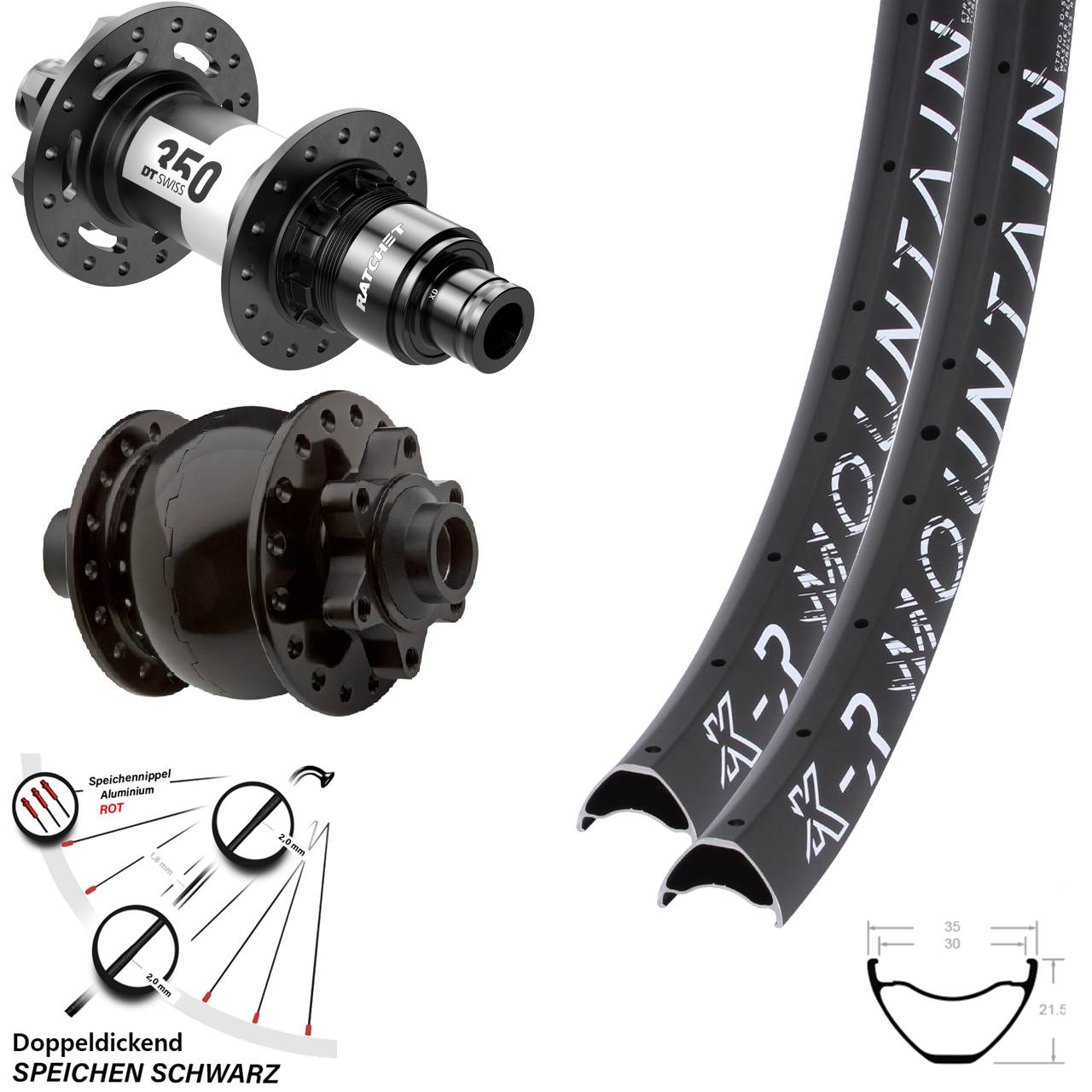 Laufradsatz 6-Loch 29 Zoll KX-R Mountain DT Swiss 350 SON 28 XD 11-12 fach 15x100 12x142