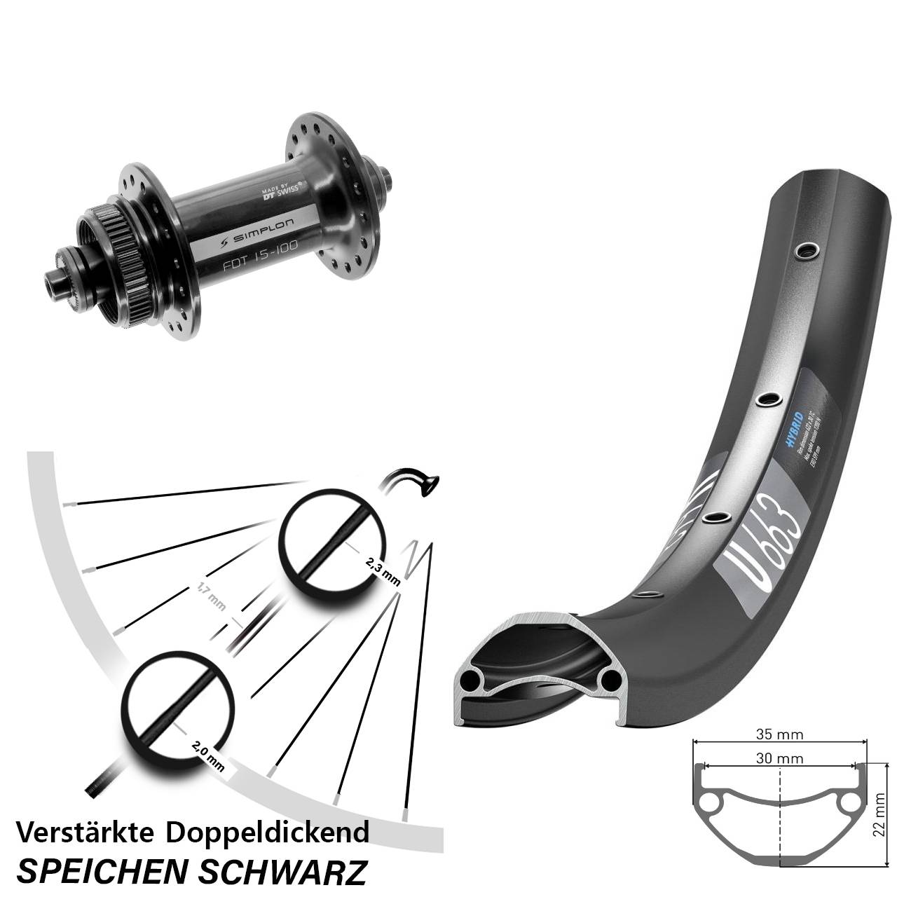 Disc Laufrad 29 Zoll DT Swiss U 663-370 für Schnellspanner