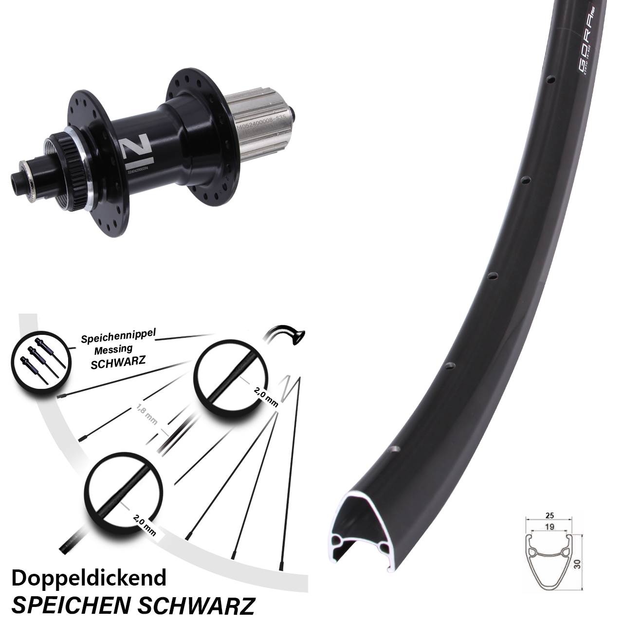 Gora Plus Novatec D042SB 28 Zoll Disc Hinterrad 8-12 fach für Schnellspanner