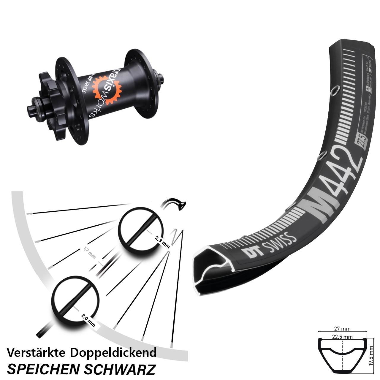 6-Loch Vorderrad 28-29 Zoll DT Swiss M442-350 QR