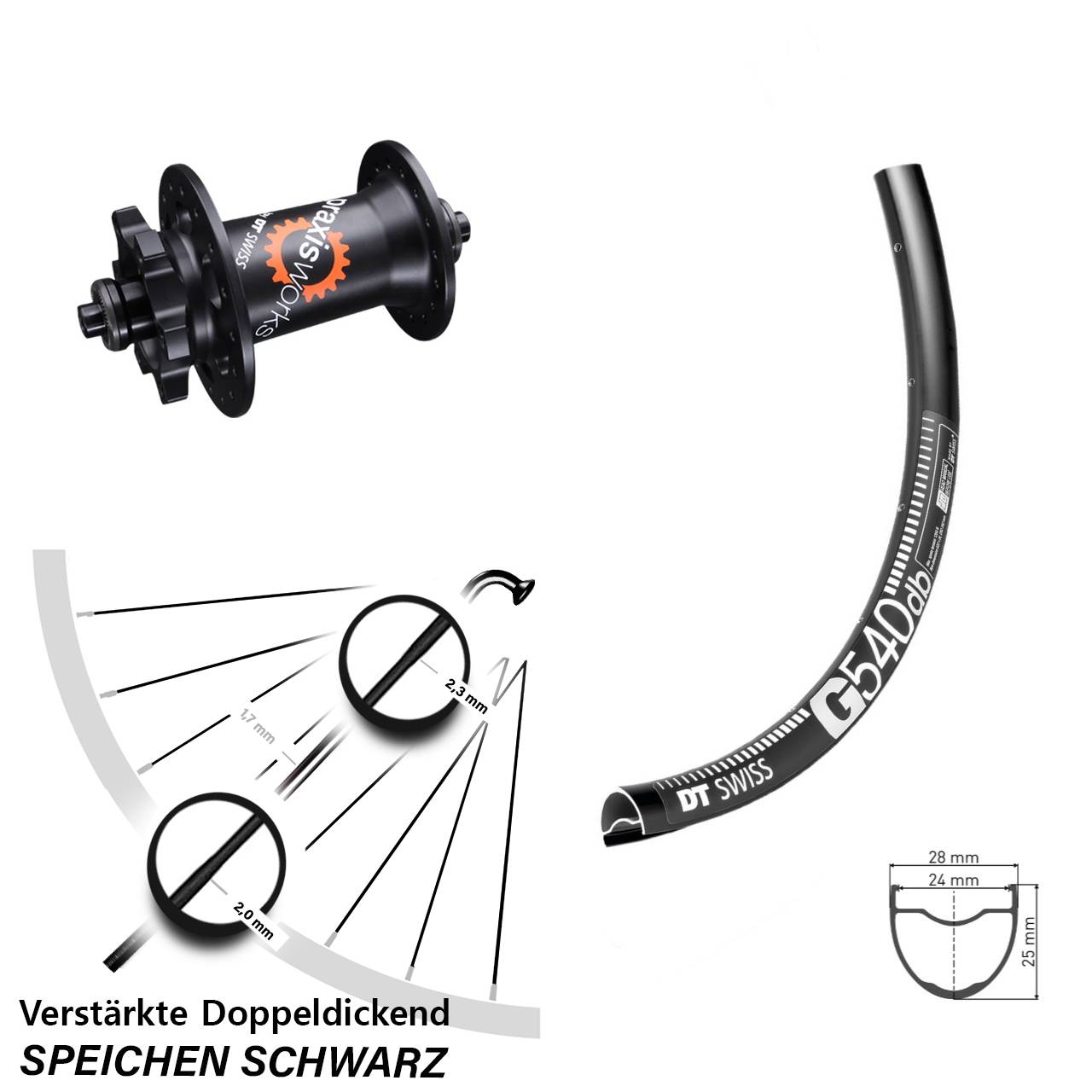 28-29 Zoll G540 DT Swiss 350 Disc Laufrad für Schnellspanner