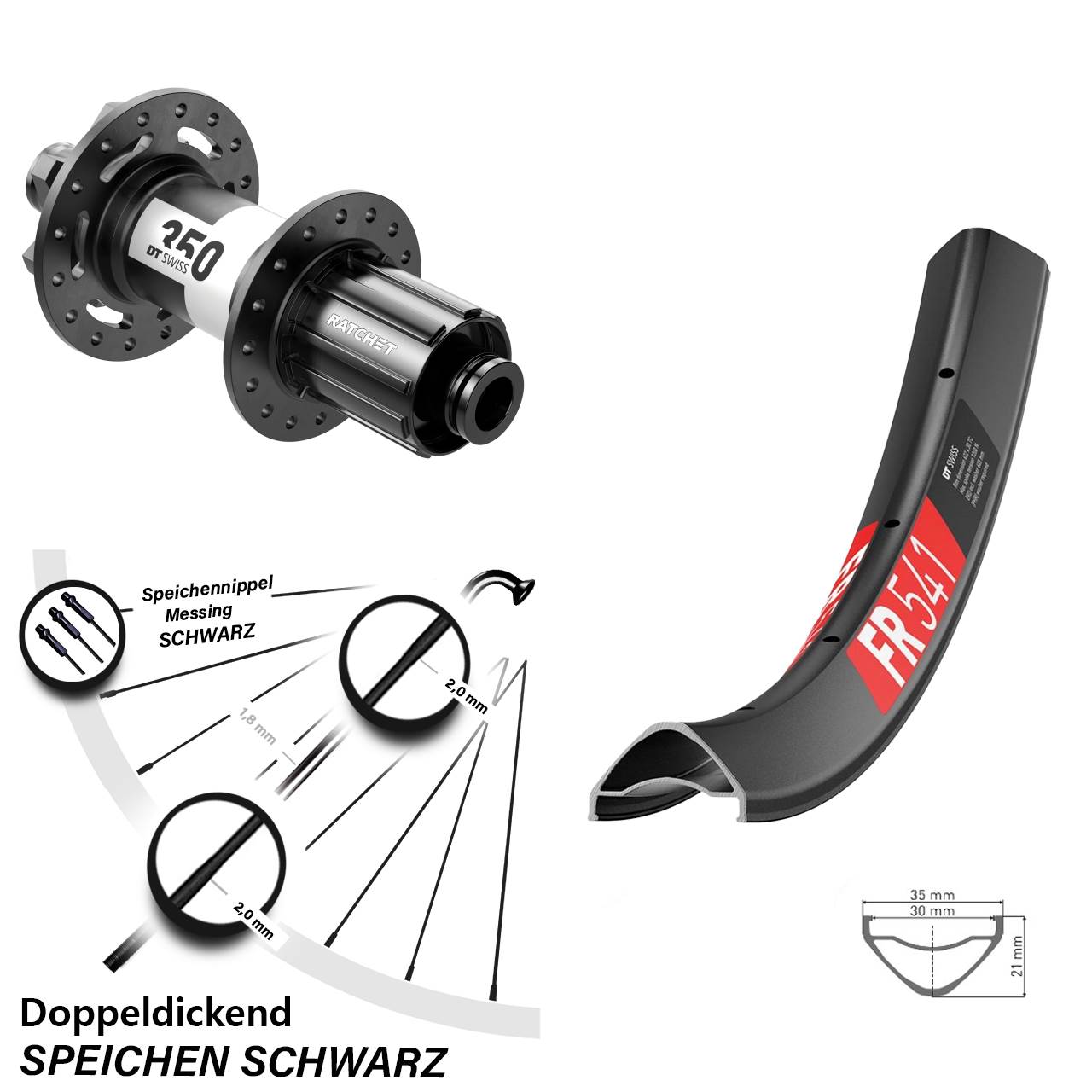 Hinterrad 27,5 Zoll DT Swiss FR 541-350 12x157 HG