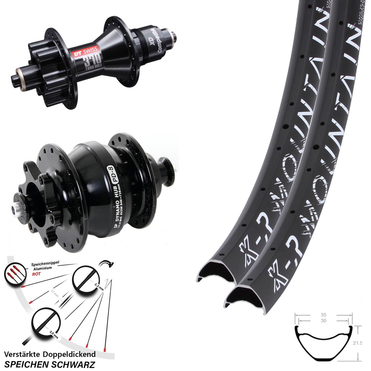 KX-R Mountain DT Swiss 370 Shutter PD-8 29 Zoll Disc Laufrad-Satz QR XD 11-12 fach