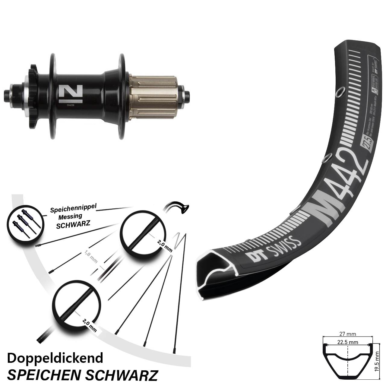 Disc Laufrad QR 29 Zoll DT Swiss M 442 Novatec D-042SB 8-11 fach