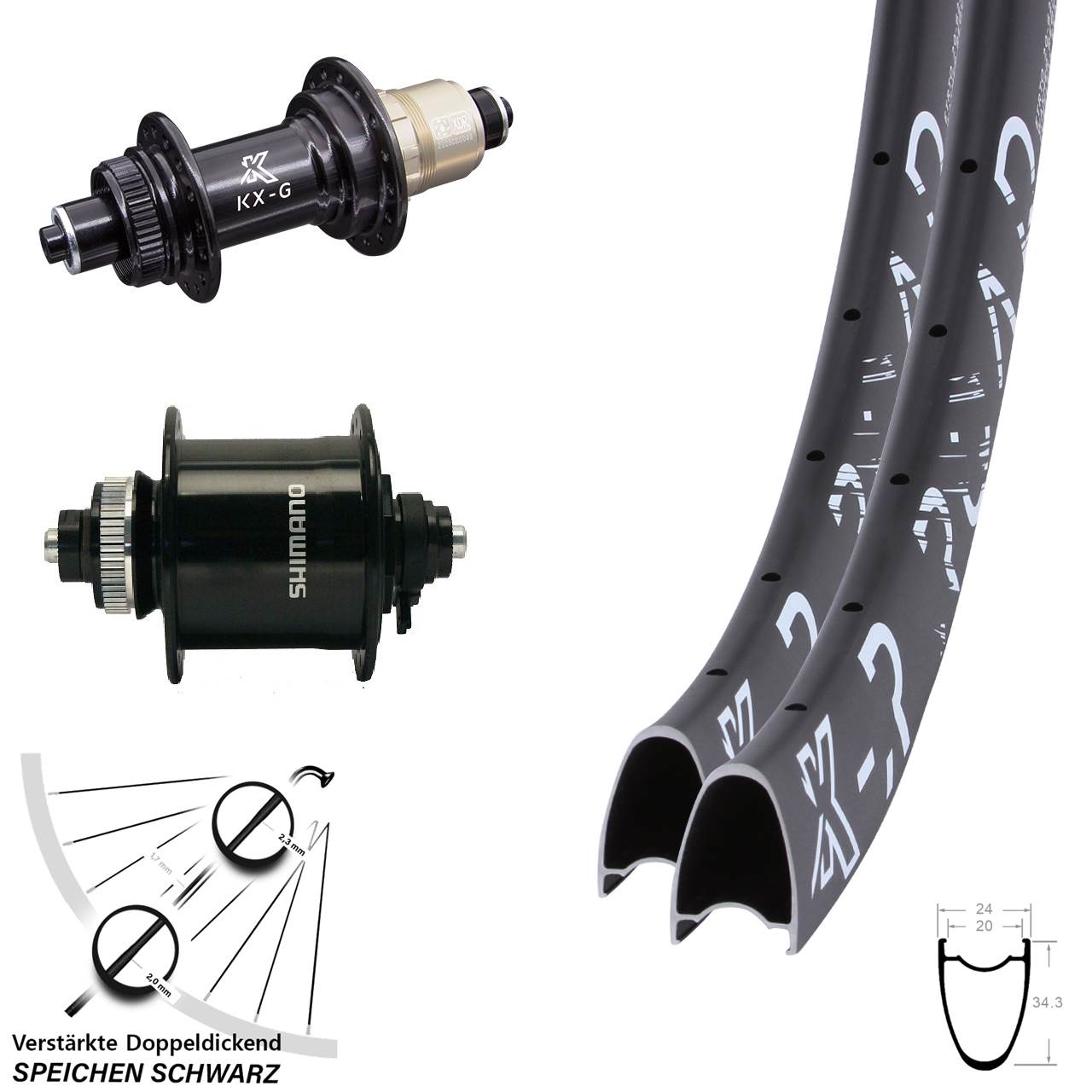 Centerlock Laufradsatz QR 29 Zoll KXR-G Road Shimano DH-UR700 XDR