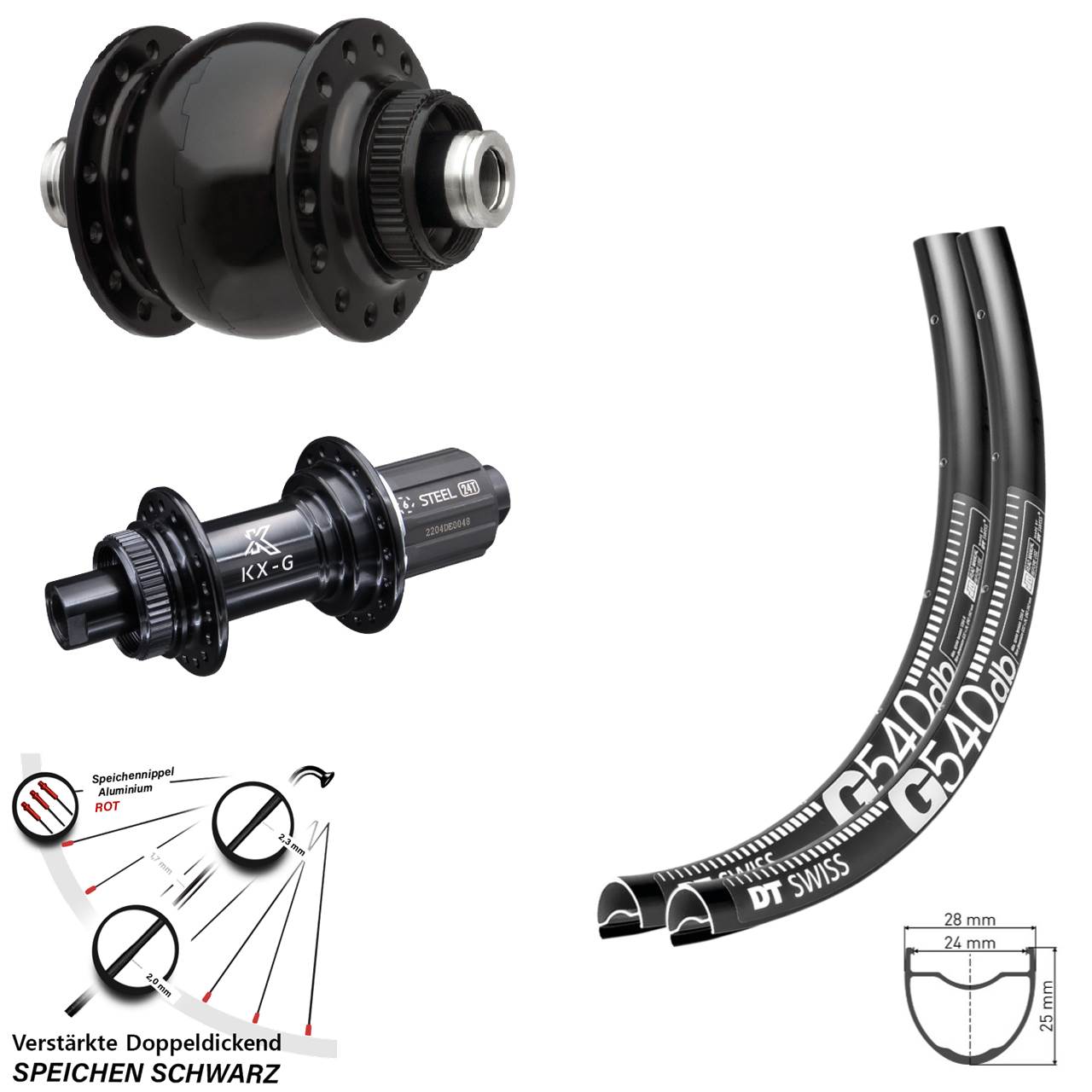 DT Swiss G540 KX-GS Stahl Freilauf SON 28 27,5 Zoll Laufradsatz Disc 12x100/142 8-12 fach