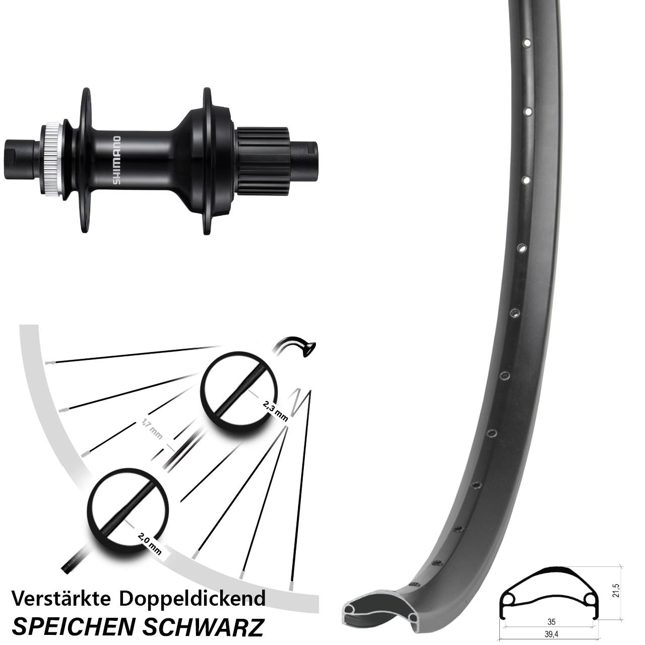 Centerlock Hinterrad 12x148 29 Zoll Ambrosio E35 Shimano FH-MT510B Micro Spline