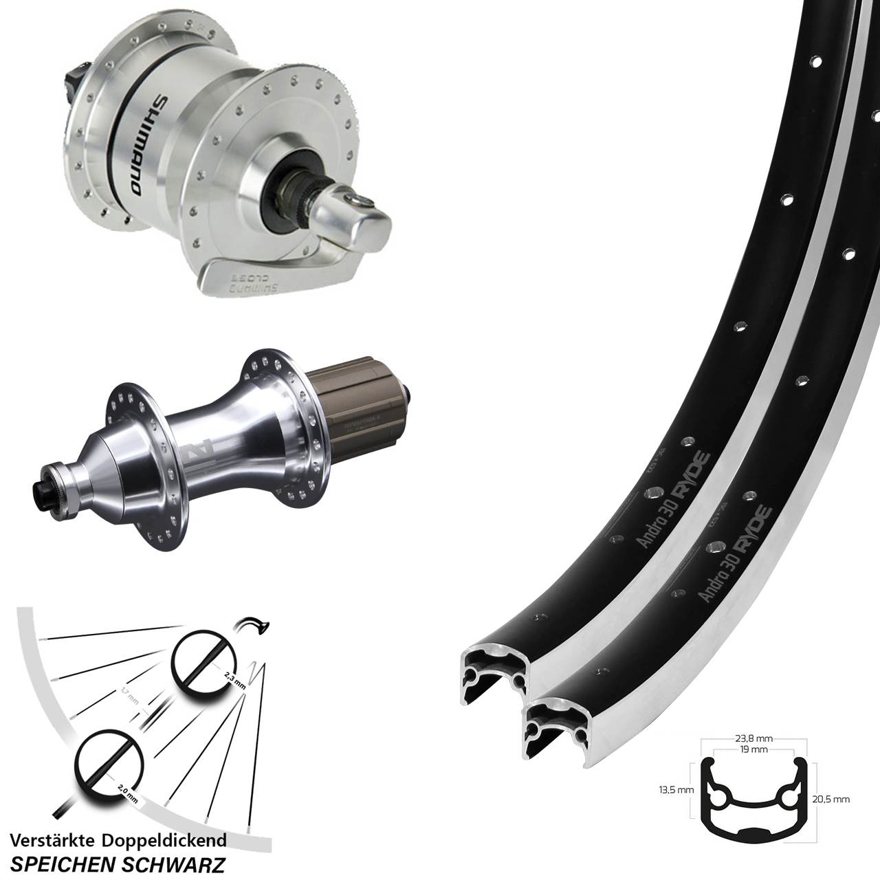 28 Zoll Ryde Andra 30 Novatec 8-12 fach Shimano N72 Laufradsatz 5x100/135