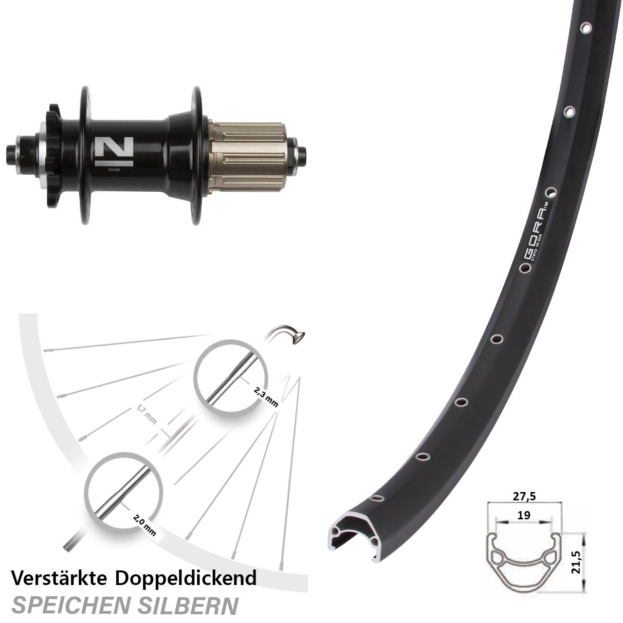 28-29 Zoll Gora 19 Novatec D-042SB Disc Laufrad QR 8-11 fach