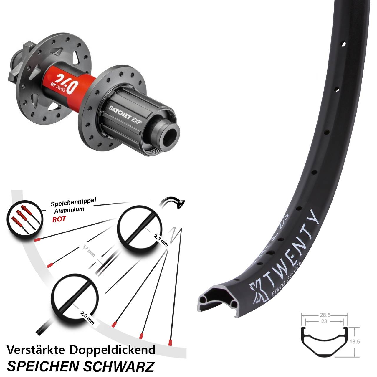 KX Twenty DT Swiss 240 20 Zoll Disc Hinterrad 12x148 8-11 fach HG